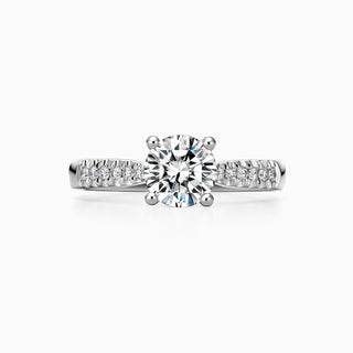1.5 CT Round Cut Moissanite Diamond Pave Setting Engagement Ring