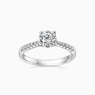 1.5 CT Round Cut Moissanite Diamond Pave Setting Engagement Ring