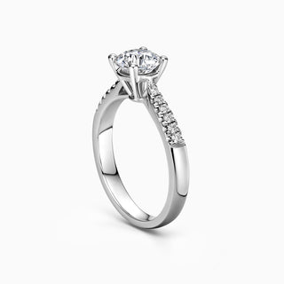 1.5 CT Round Cut Moissanite Diamond Pave Setting Engagement Ring