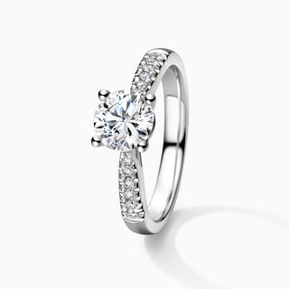 1.5 CT Round Cut Moissanite Diamond Pave Setting Engagement Ring