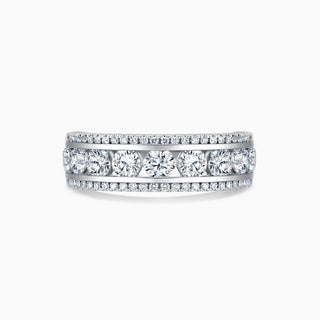 Round Cut Moissanite Diamond Triple Rows Wedding Band