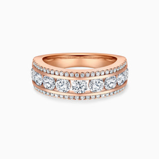 Round Cut Moissanite Diamond Triple Rows Wedding Band