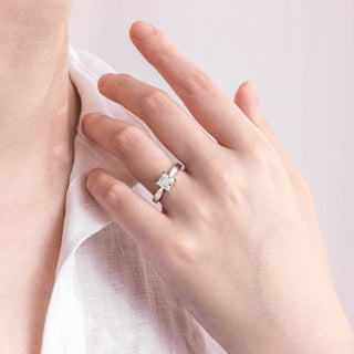 1.0 CT Princess Cut Solitaire Moissanite Engagement Ring side view