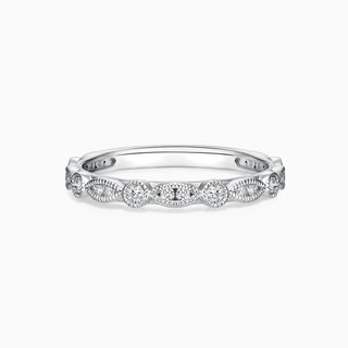 Round Cut Moissanite Diamond Vintage Wedding Band