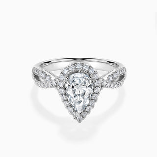 1.0 CT Pear Cut Moissanite Diamond Halo Engagement Ring