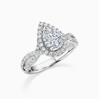 1.0 CT Pear Cut Moissanite Diamond Halo Engagement Ring