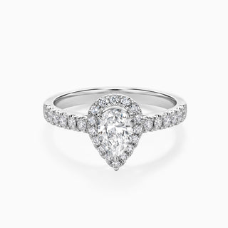 1.0 CT Pear Cut Moissanite Diamond Halo  Setting Engagement Ring