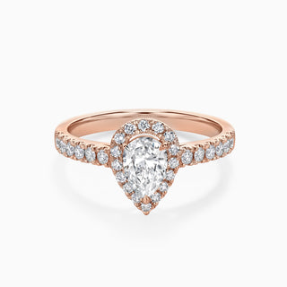 1.0 CT Pear Cut Moissanite Diamond Halo  Setting Engagement Ring