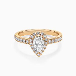 1.0 CT Pear Cut Moissanite Diamond Halo  Setting Engagement Ring