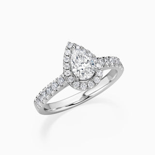 1.0 CT Pear Cut Moissanite Diamond Halo  Setting Engagement Ring