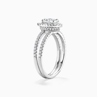 1.5 CT Marquise Cut Moissanite Diamond Halo  Setting Engagement Ring