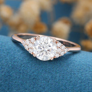 0.68 CT Round Cluster Classic Moissanite Engagement Ring top view