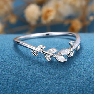 Exquisite 1.40ct marquise moissanite wedding band side profile view