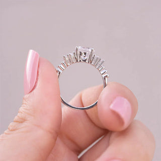 2.0CT Round Cut Cluster Moissanite Diamond Engagement Ring