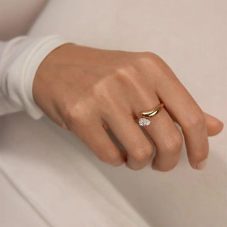 1.20ct Pear Diamond Sweeping Wave Band Unique Engagement Ring
