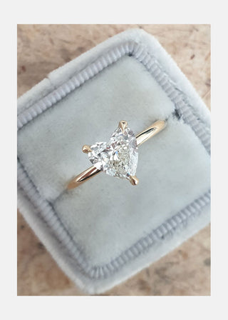 1.0 CT Heart Cut Solitaire Halo Moissanite Engagement Ring close up