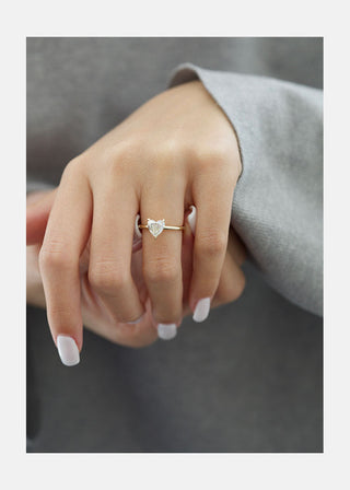 1.0 CT Heart Cut Solitaire Halo Moissanite Engagement Ring detail view