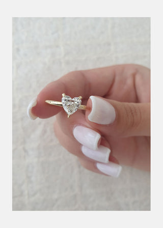 1.0 CT Heart Cut Solitaire Halo Moissanite Engagement Ring top view