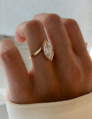 1.50CT Marquise Moissanite Diamond Bypass Half Bezel Engagement Ring With Matching Band