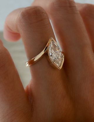 1.50CT Marquise Moissanite Diamond Bypass Half Bezel Engagement Ring With Matching Band