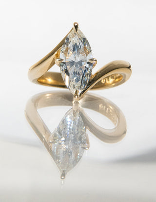 1.50CT Marquise Moissanite Diamond Bypass Unique Engagement Ring With Curved Band