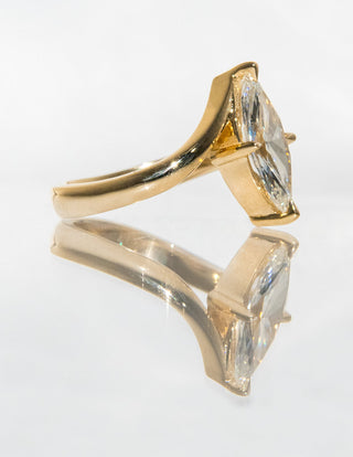 1.50CT Marquise Moissanite Diamond Bypass Unique Engagement Ring With Curved Band