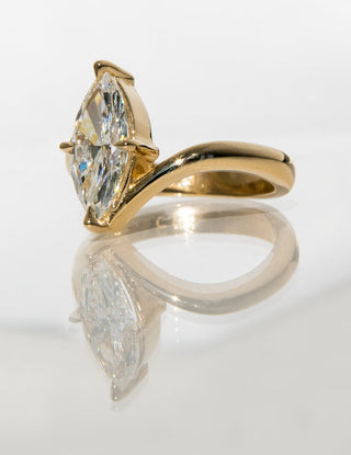 1.50CT Marquise Moissanite Diamond Bypass Unique Engagement Ring With Curved Band