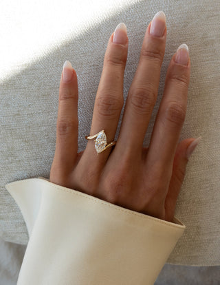 1.50CT Marquise Moissanite Diamond Bypass Unique Engagement Ring With Curved Band