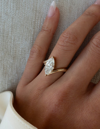 1.50CT Marquise Moissanite Diamond Bypass Unique Engagement Ring With Curved Band