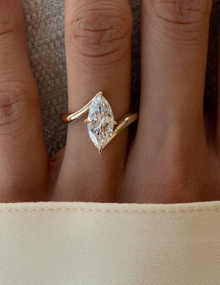 1.50CT Marquise Moissanite Diamond Bypass Unique Engagement Ring With Curved Band