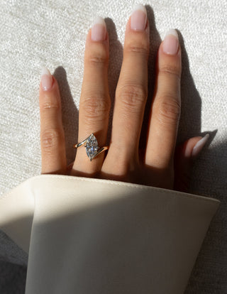 1.50CT Marquise Moissanite Diamond Bypass Unique Engagement Ring With Curved Band