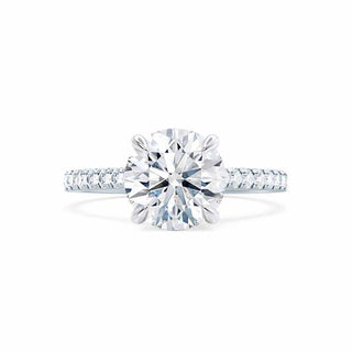 Elegant 1.20ct round solitaire moissanite ring close up of the setting