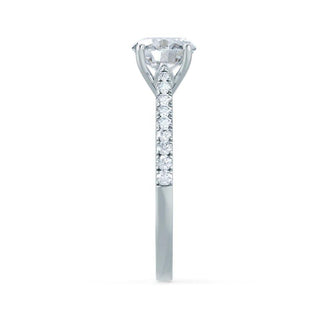 Dazzling 1.20ct round solitaire moissanite ring shown on a finger