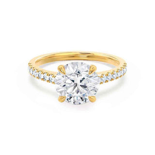Radiant 1.20ct round solitaire moissanite ring side profile view