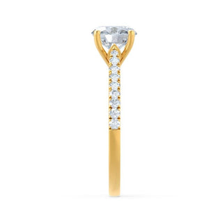 Radiant 1.20ct round solitaire moissanite ring shown on a finger