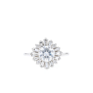Brilliant 1.05ct round cluster moissanite ring sparkle close up