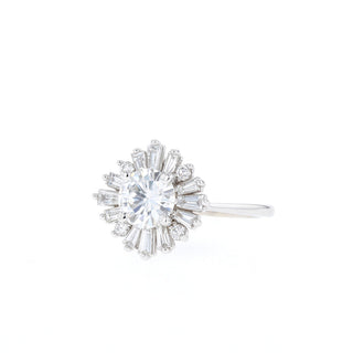 Brilliant 1.05ct round cluster moissanite ring overhead view
