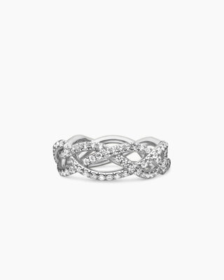 1.25 TCW Round Cut Twisted Pave Moissanite Diamond Wedding Band