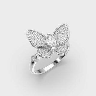 0.75 CT Round Cut Diamond Butterfly Shape Diamond Ring For Women