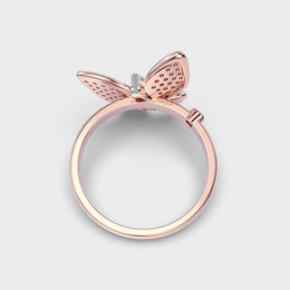 0.75 CT Round Cut Diamond Butterfly Shape Diamond Ring For Women