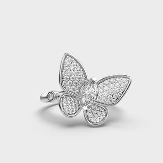 0.75 CT Round Cut Diamond Butterfly Shape Diamond Ring For Women