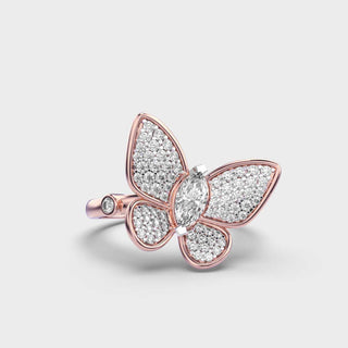 0.75 CT Round Cut Diamond Butterfly Shape Diamond Ring For Women