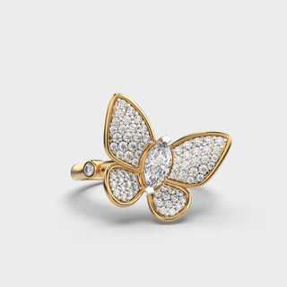 0.75 CT Round Cut Diamond Butterfly Shape Diamond Ring For Women