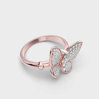 0.75 CT Round Cut Diamond Butterfly Shape Diamond Ring For Women