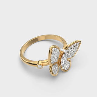 0.75 CT Round Cut Diamond Butterfly Shape Diamond Ring For Women