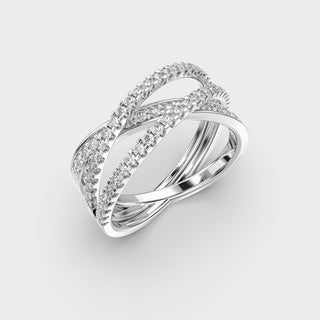 0.65 Round Cut Moissanite Diamond Cross-Over Women Wedding Band