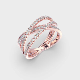 0.65 Round Cut Moissanite Diamond Cross-Over Women Wedding Band