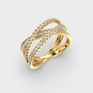 0.65 Round Cut Moissanite Diamond Cross-Over Women Wedding Band