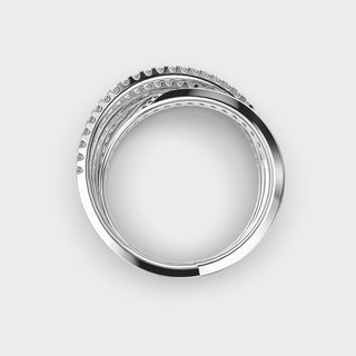 0.65 Round Cut Moissanite Diamond Cross-Over Women Wedding Band