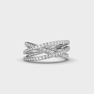 0.65 Round Cut Moissanite Diamond Cross-Over Women Wedding Band